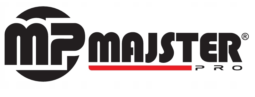 Czerwono-czarne logo MAJSTER PRO na białym tle. 